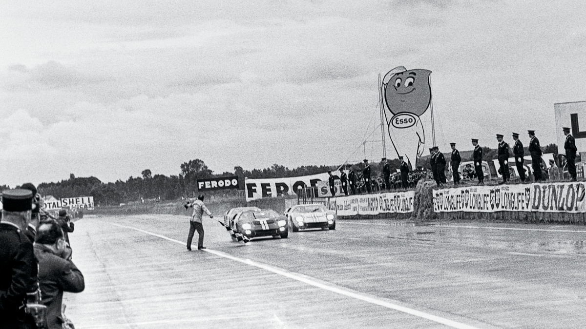Unable to film where the actual 1966 Le Mans race (above) took place, the movie's crew was forced to get creative. (Bernard Cahier/Getty Images) 